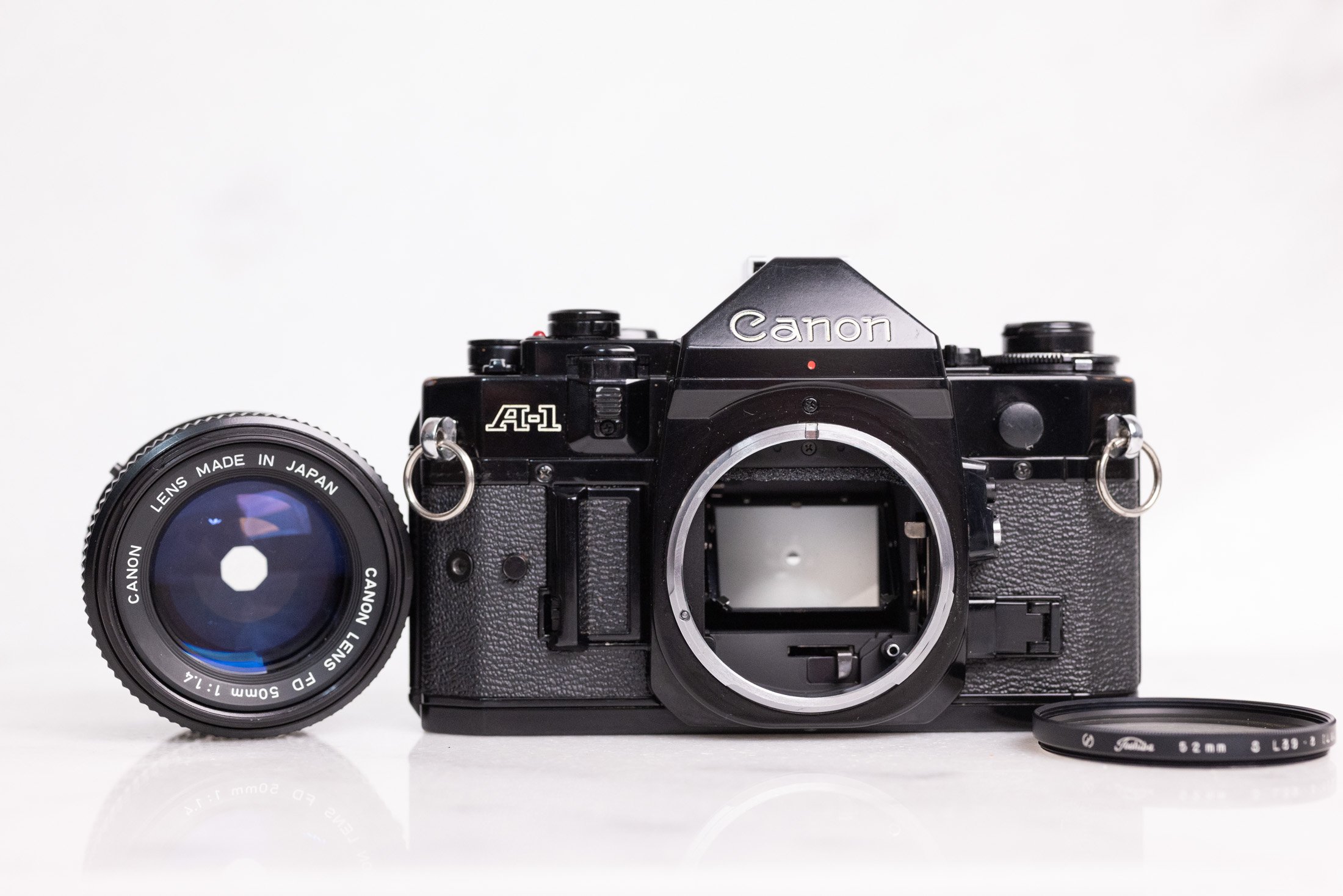 Canon A-1 35mm Film SLR Camera with Canon FD 50mm F 1.4 Lens